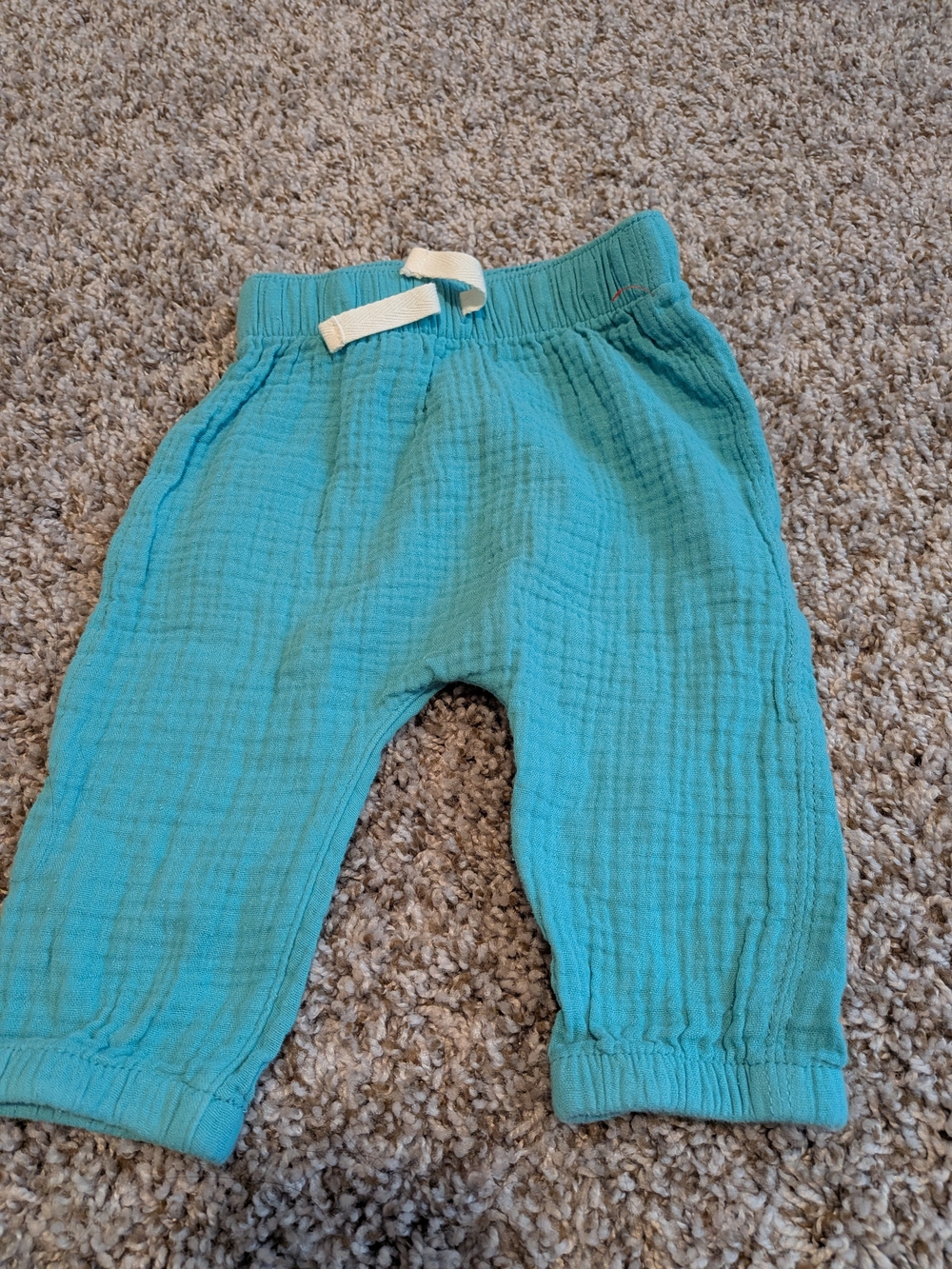 Cat & Jack Teal Pull-On Gauze Pants Size 6/9 Months
